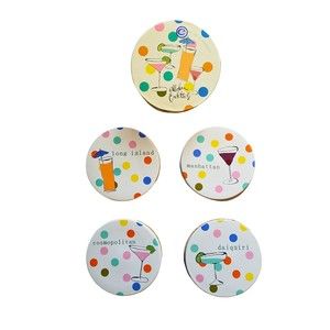 Vintage CIB Modern Cocktails Boxed Set of 4 Ceramic Cork Backed Drink Coasters